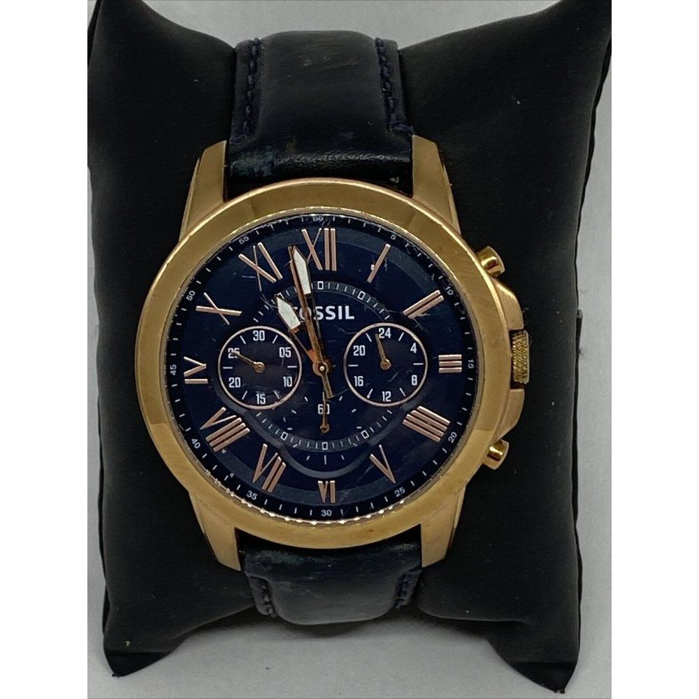 Fossil FS4835 Men Blue Leather Blue Analog Dial Qu